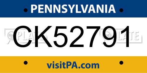 CK52791 Pennsylvania License Plate