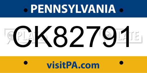 CK82791 Pennsylvania License Plate