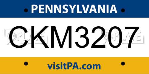 CKM3207 Pennsylvania License Plate