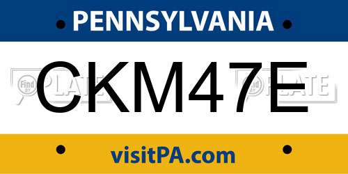 CKM47E Pennsylvania License Plate