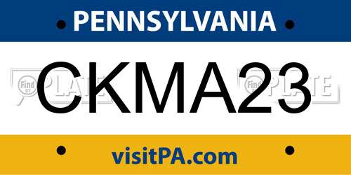 CKMA23 Pennsylvania License Plate