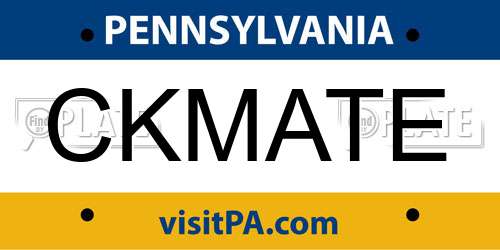 CKMATE Pennsylvania License Plate