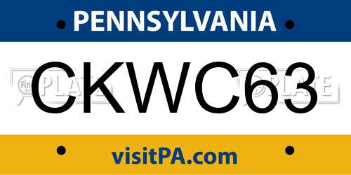 CKWC63 Pennsylvania License Plate