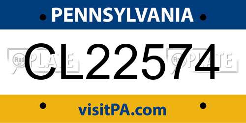 CL22574 Pennsylvania License Plate