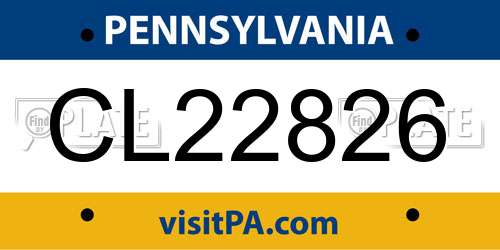 CL22826 Pennsylvania License Plate