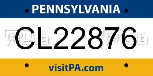 CL22876 Pennsylvania License Plate