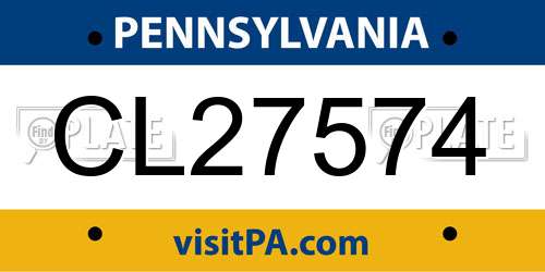 CL27574 Pennsylvania License Plate