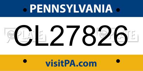 CL27826 Pennsylvania License Plate