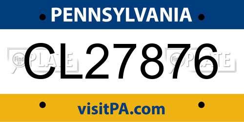 CL27876 Pennsylvania License Plate