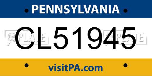 CL51945 Pennsylvania License Plate