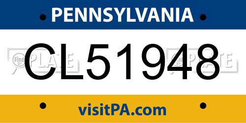 CL51948 Pennsylvania License Plate