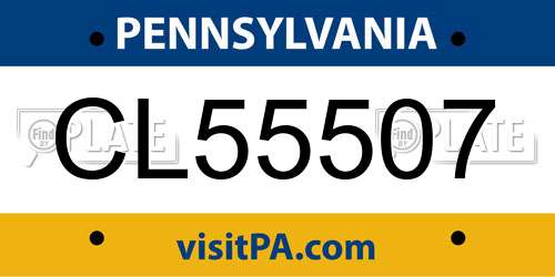 CL55507 Pennsylvania License Plate