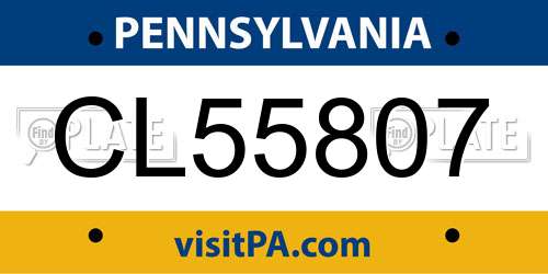 CL55807 Pennsylvania License Plate