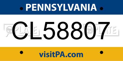 CL58807 Pennsylvania License Plate