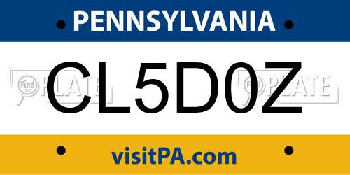 CL5D0Z Pennsylvania License Plate