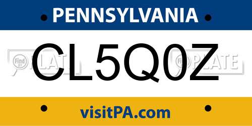 CL5Q0Z Pennsylvania License Plate