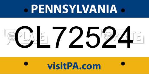 CL72524 Pennsylvania License Plate