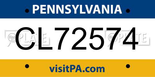 CL72574 Pennsylvania License Plate