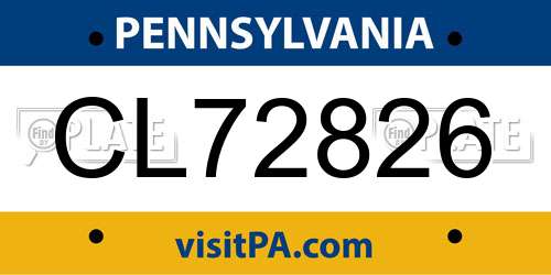 CL72826 Pennsylvania License Plate