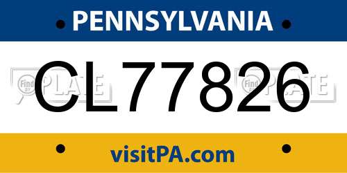 CL77826 Pennsylvania License Plate