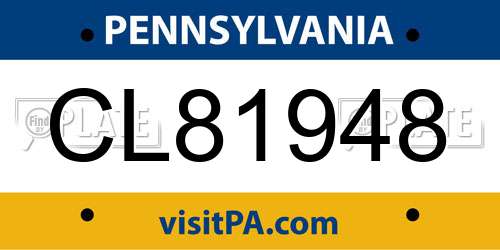 CL81948 Pennsylvania License Plate