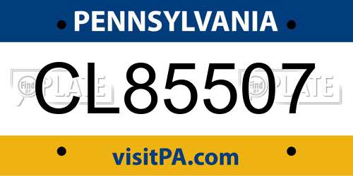 CL85507 Pennsylvania License Plate