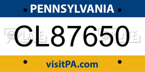CL87650 Pennsylvania License Plate