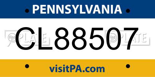 CL88507 Pennsylvania License Plate