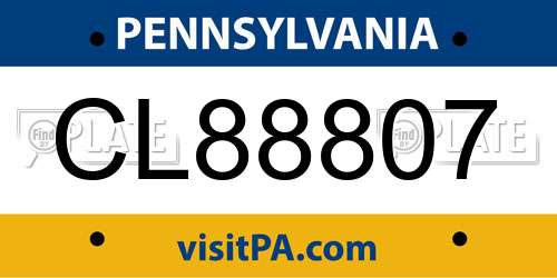 CL88807 Pennsylvania License Plate