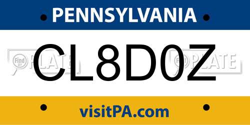 CL8D0Z Pennsylvania License Plate