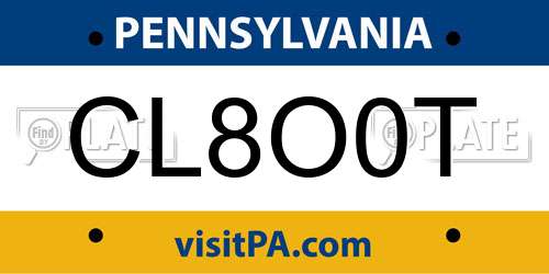 CL8O0T Pennsylvania License Plate