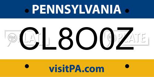 CL8O0Z Pennsylvania License Plate