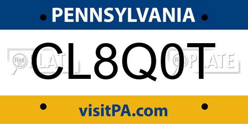 CL8Q0T Pennsylvania License Plate