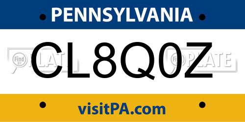 CL8Q0Z Pennsylvania License Plate