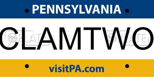 CLAMTWO Pennsylvania License Plate