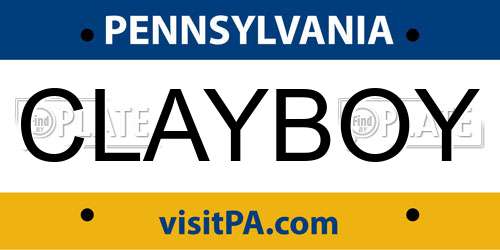 CLAYBOY Pennsylvania License Plate