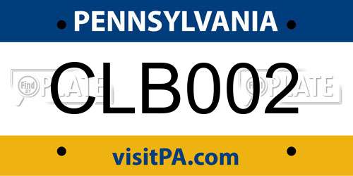 CLB002 Pennsylvania License Plate