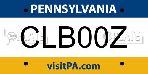 CLB00Z Pennsylvania License Plate