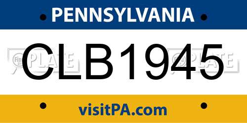 CLB1945 Pennsylvania License Plate