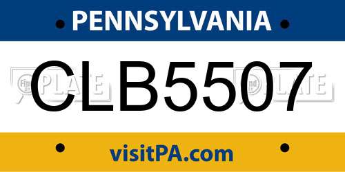 CLB5507 Pennsylvania License Plate