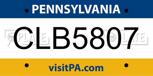 CLB5807 Pennsylvania License Plate