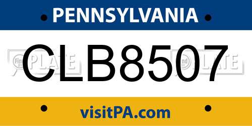 CLB8507 Pennsylvania License Plate