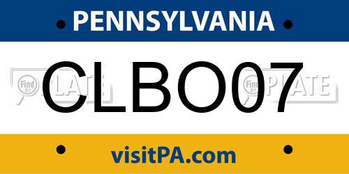 CLBO07 Pennsylvania License Plate