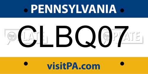 CLBQ07 Pennsylvania License Plate