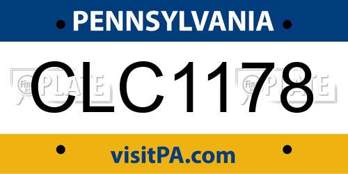 CLC1178 Pennsylvania License Plate