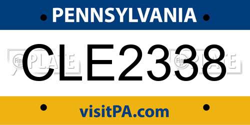 CLE2338 Pennsylvania License Plate