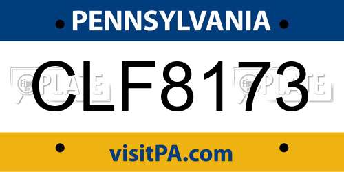 CLF8173 Pennsylvania License Plate