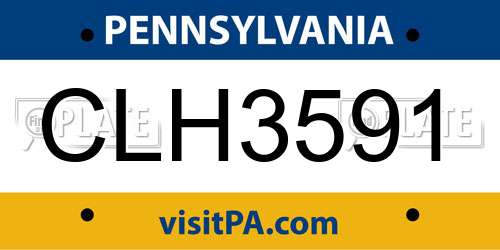 CLH3591 Pennsylvania License Plate