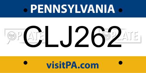 CLJ262 Pennsylvania License Plate