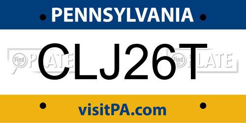 CLJ26T Pennsylvania License Plate